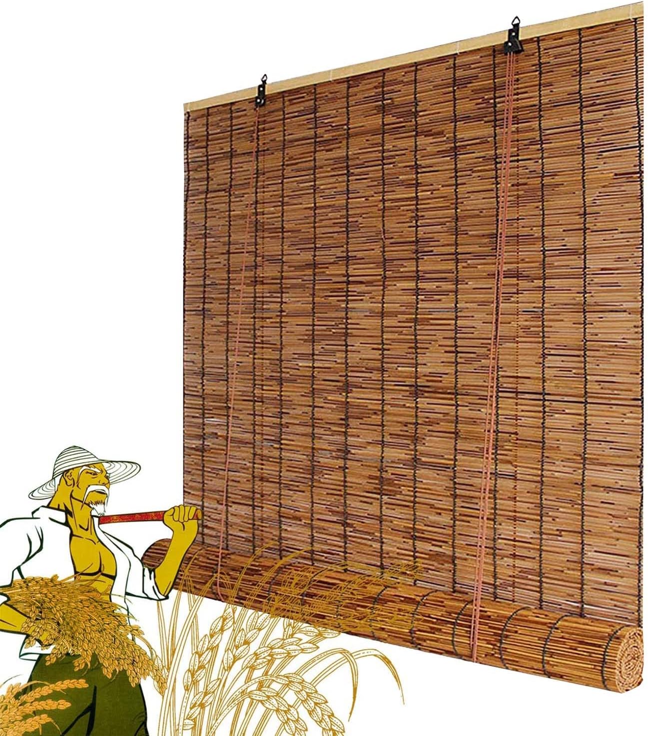 Persianas de patio enrollables, persianas de bambú para exteriores, persianas de caña de sombreado con aislamiento Thernal, pantalla de bambú opaca,