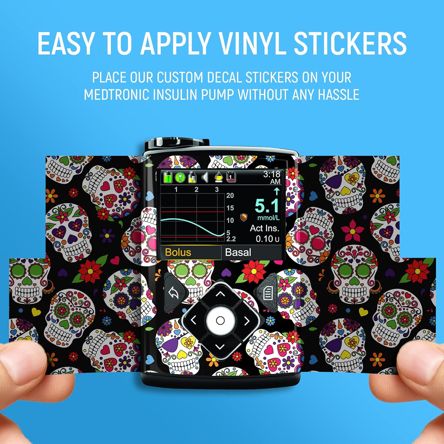 Rockadex – Adhesivo adhesivo compatible con bomba de insulina Medtronic, calcomanías de vinilo de calidad, calcomanías de vinilo personalizadas para