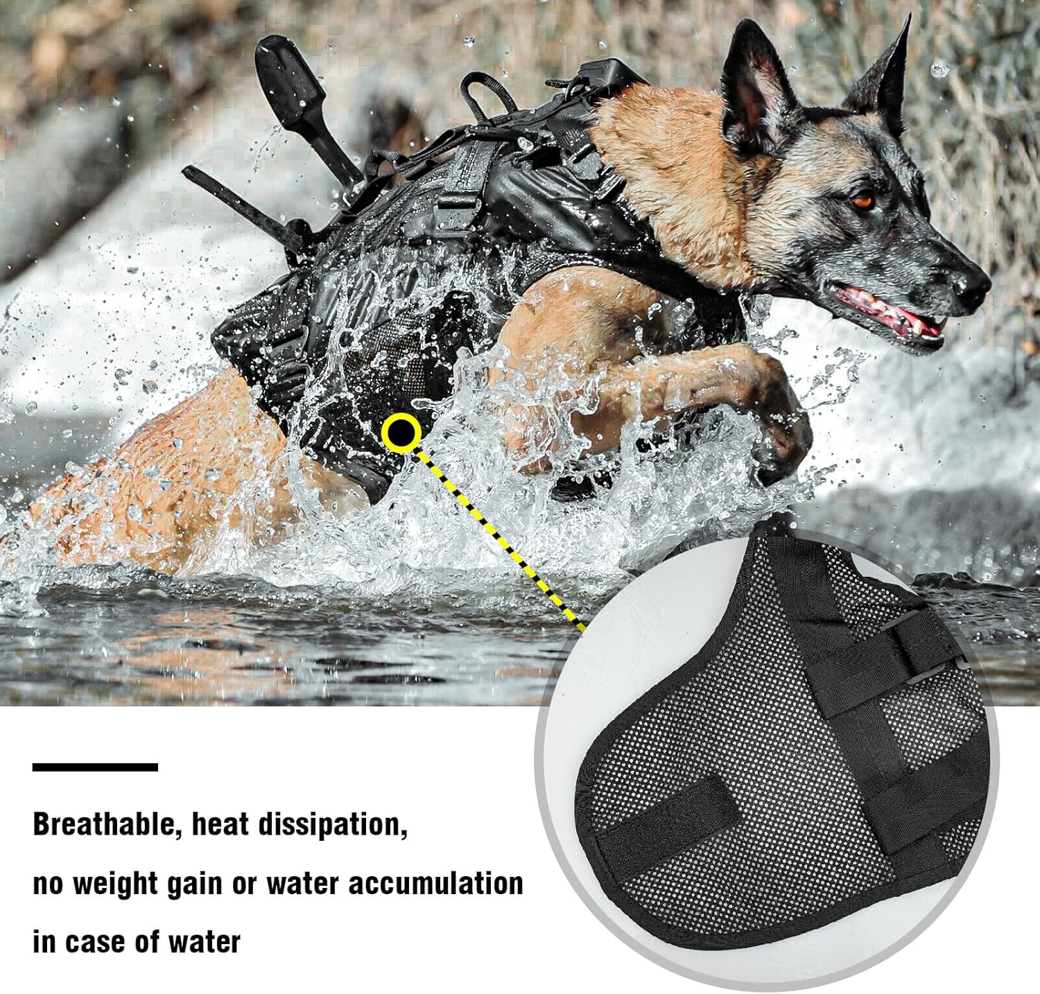 PETAC GEAR Arnés táctico para perros grandes K9 de trabajo, chaleco militar para perros de entrenamiento de policía, arnés Molle con asa
