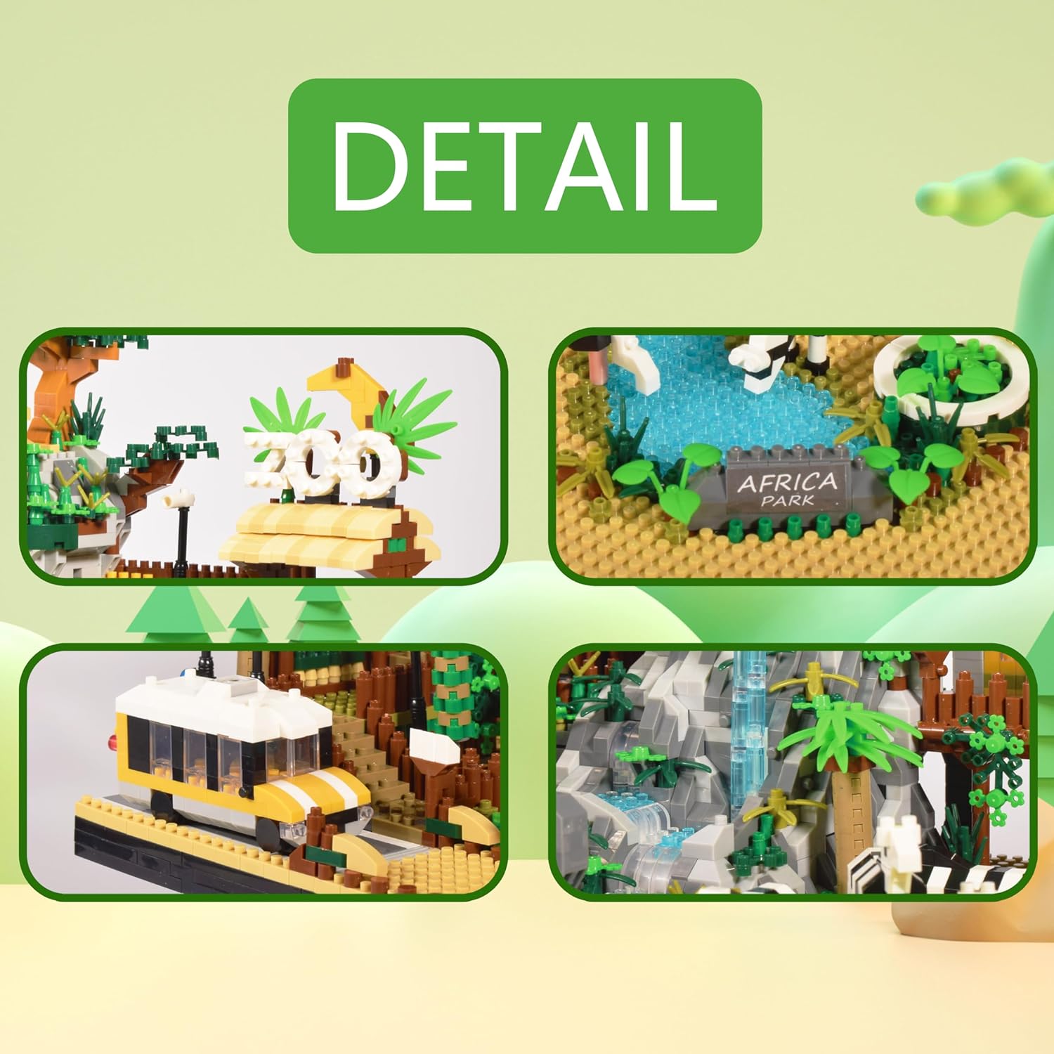 Zoo Architecture – Juego de microbloques de construcción  4800 piezas, diseño de bloques de mini ladrillos de Animals Park, regalo de juguete para