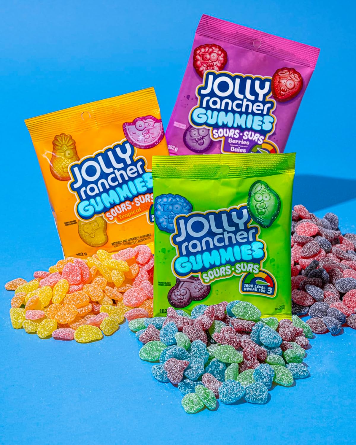 Jolly Rancher Gummies Sours, sabores tropicales, 182 g6.4 oz. (importado de Canadá)