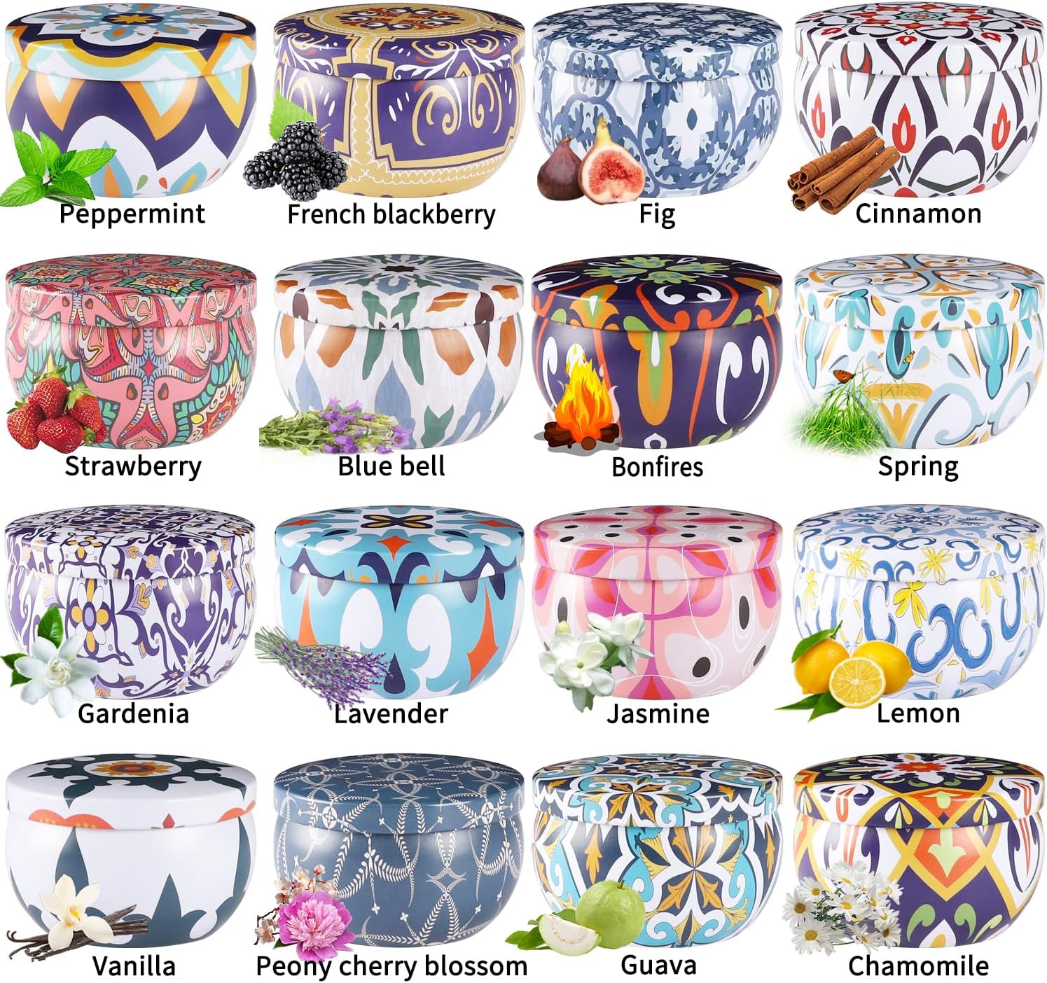 Paquete de 16 velas perfumadas de regalo para mujer, velas de aromaterapia, vela de lata de cera de soja de 2.5 onzas, regalo ideal para decoración