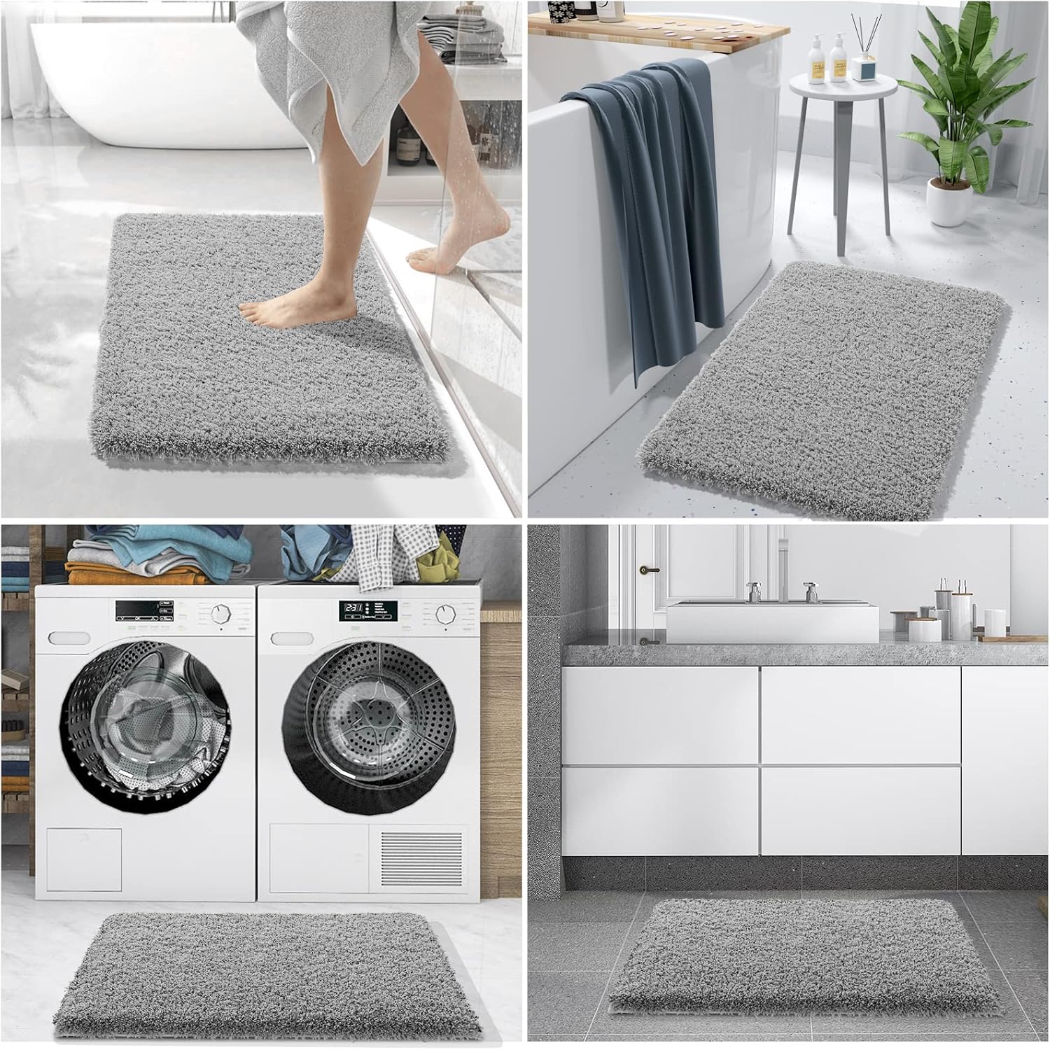 Yimobra Alfombra de baño esponjosa, mullida, suave, cómoda, antideslizante, absorbe el agua, microfibra, secado rápido, lavable a máquina, gruesas,