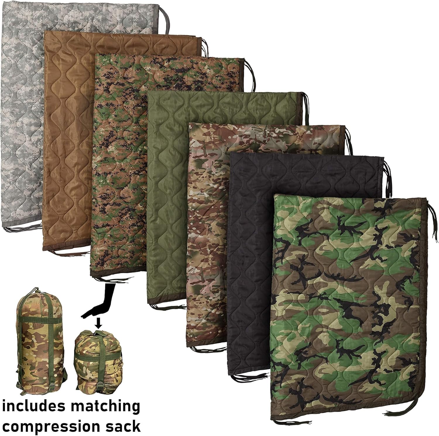 USGI Industries – Manta militar Woobie, con aislamiento térmico, forro de poncho, grande, portátil, resistente al agua, para senderismo, al aire