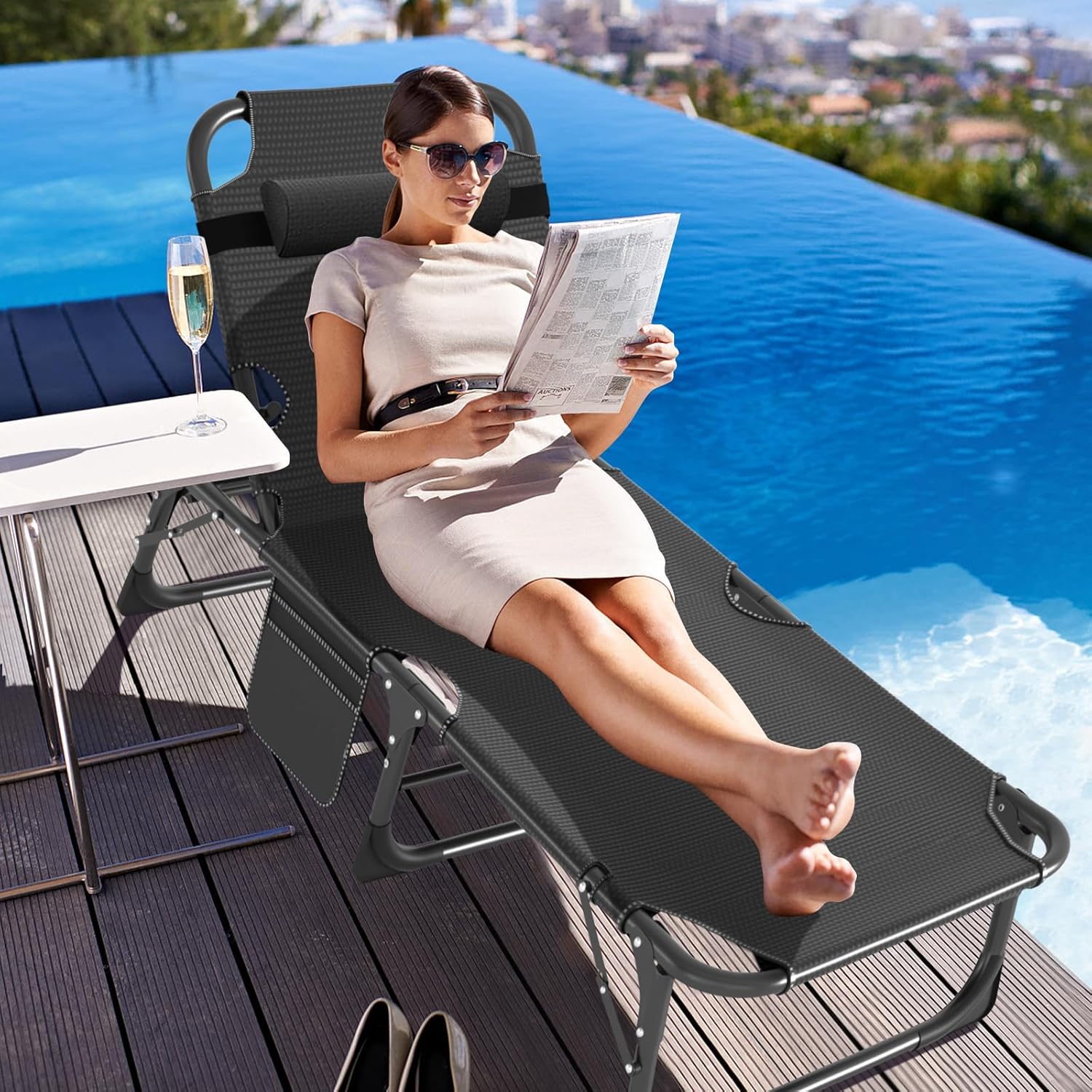 ABORON Paquete de 2 catres plegables de camping para adultos, cama resistente 3 en 1 para dormir de invitados, ajustable de doble capa 1200D con