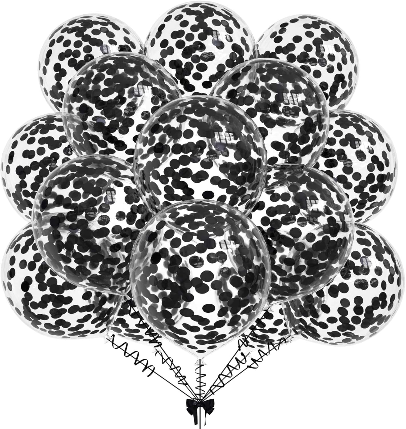 50 globos de confeti de aluminio negro, globos de látex de 12 pulgadas con confeti negro en el interior para cumpleaños, fiesta familiar, boda,