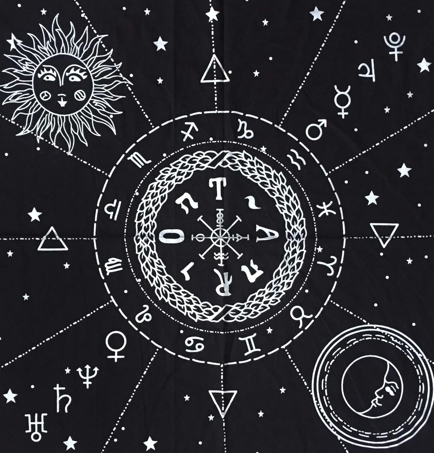Indian Consigners Tela de altar 12 constelaciones Sol, Estrella y Luna Universo Premium Brujería Alter Tarot Spread Top Cloth Wicca Square Spiritual