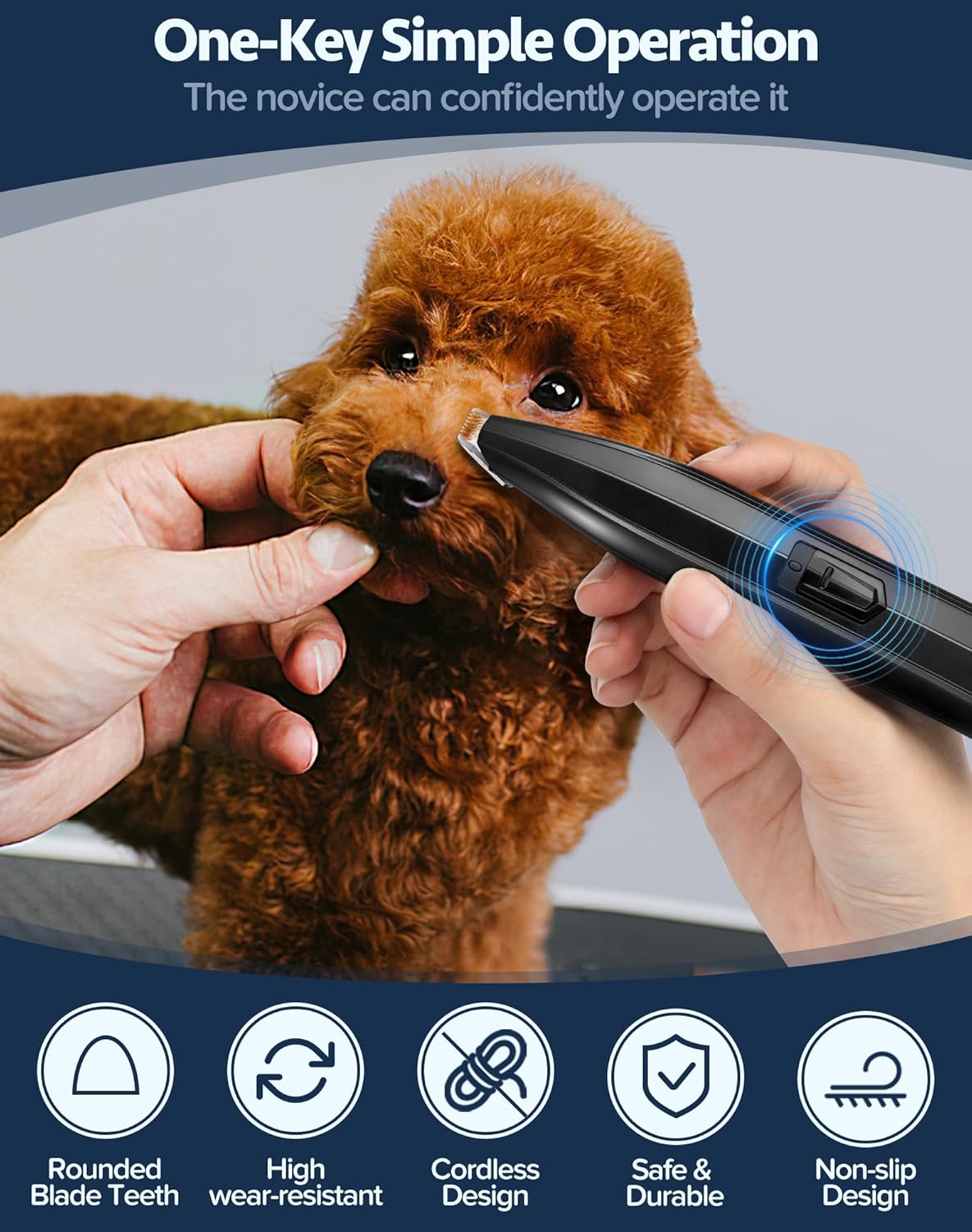 Cortapelos para perros para aseo, recortadora inalámbrica de pelo de mascotas pequeñas para perros y gatos, cortadora eléctrica de bajo ruido para