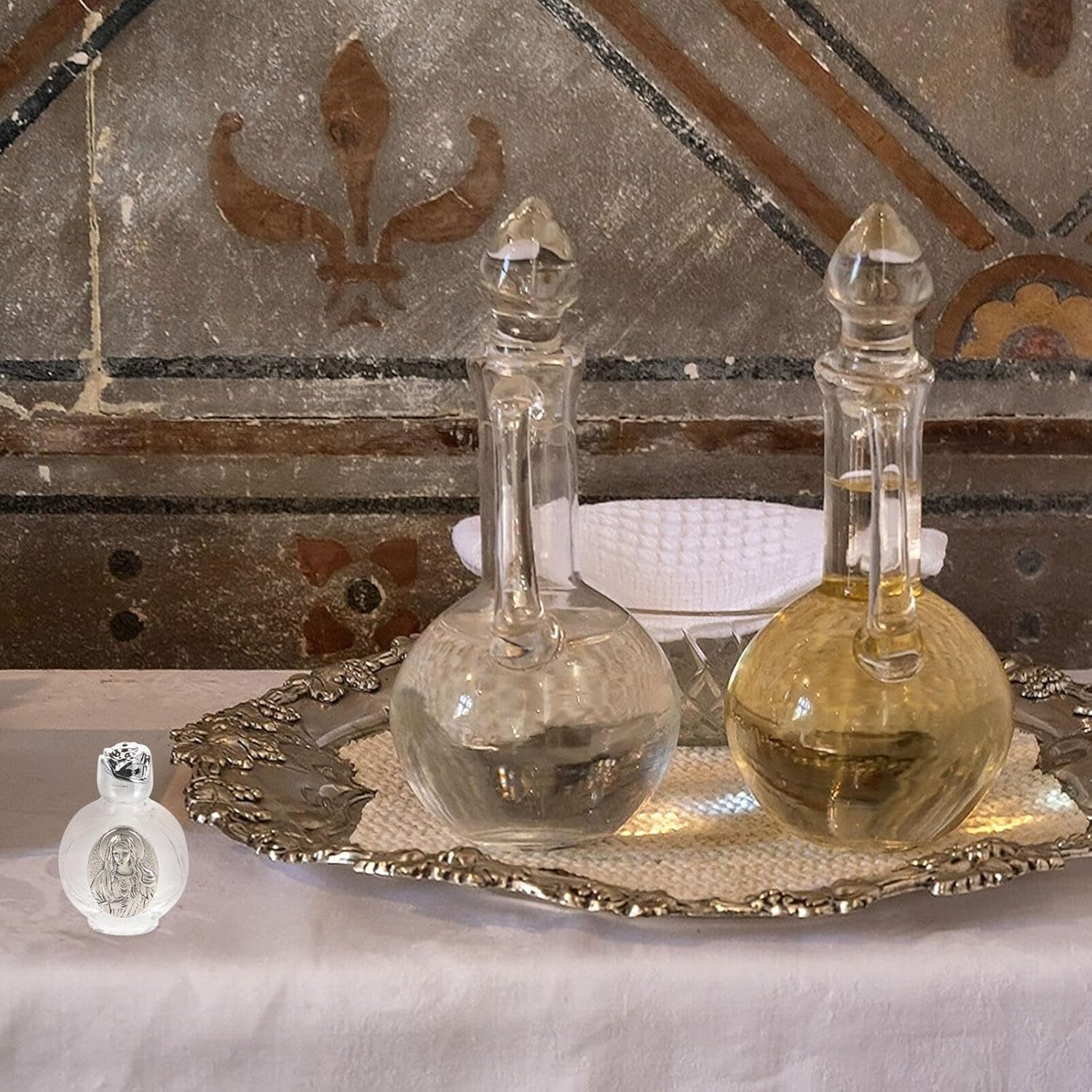 Contenedor de terrario Estas pequeñas botellas de agua bendita de vidrio son comunión y bendiciones para su cuerpo