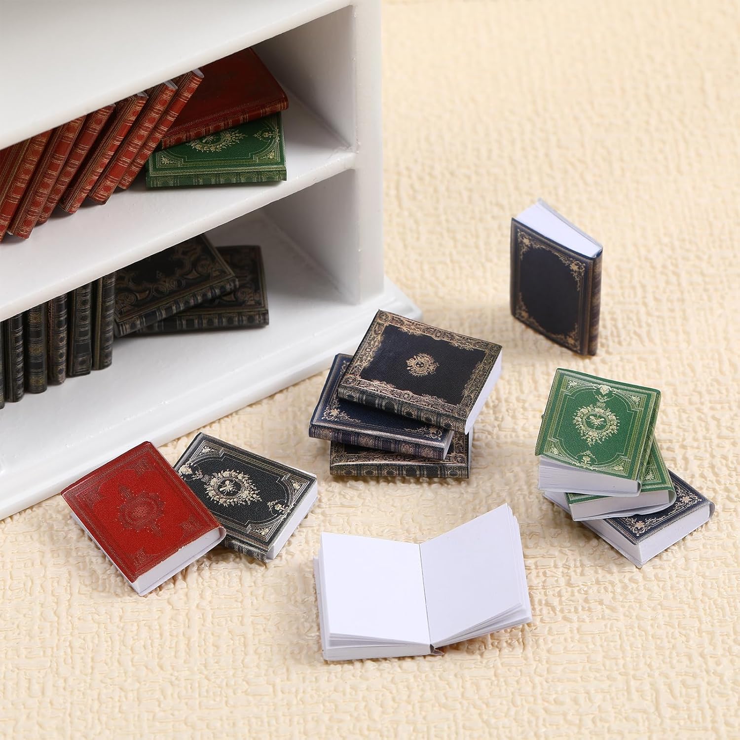Poen 27 piezas 1 12 libros de casa de muñecas en miniatura a escala y una estantería de madera accesorios de decoración de casa de muñecas 1 12