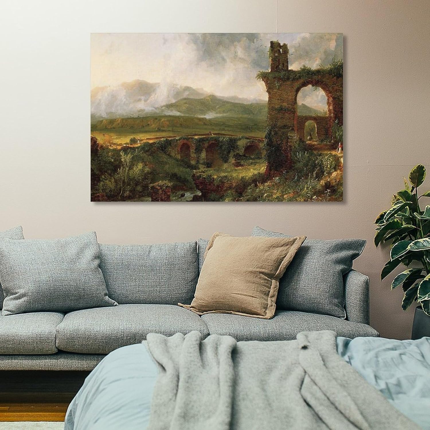 Thomas Cole A View near Tivoli (Morning) Canvas Wall Art Prints Poster Gifts Photo Picture Painting Posters Room Decor Home Decorative
