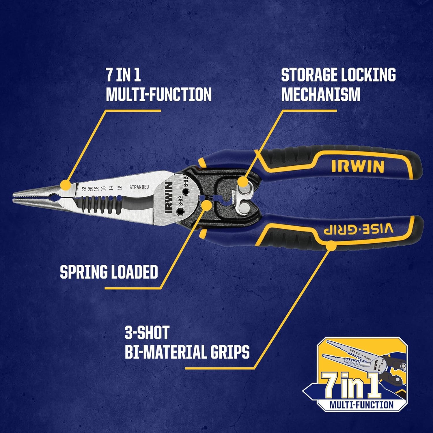IRWIN VISE-GRIP Pelacables, multifunción 7 en 1 (IWHT84002)