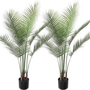Palmera artificial de 4 pies con 9 troncos de imitación perfecta Dypsis Lutescens en maceta para interiores y exteriores, casa, oficina, jardín, Palmera artificial de 4 pies con 9 troncos de imitación perfecta Dypsis Lutescens en maceta para interiores y exteriores, casa, oficina, jardín,