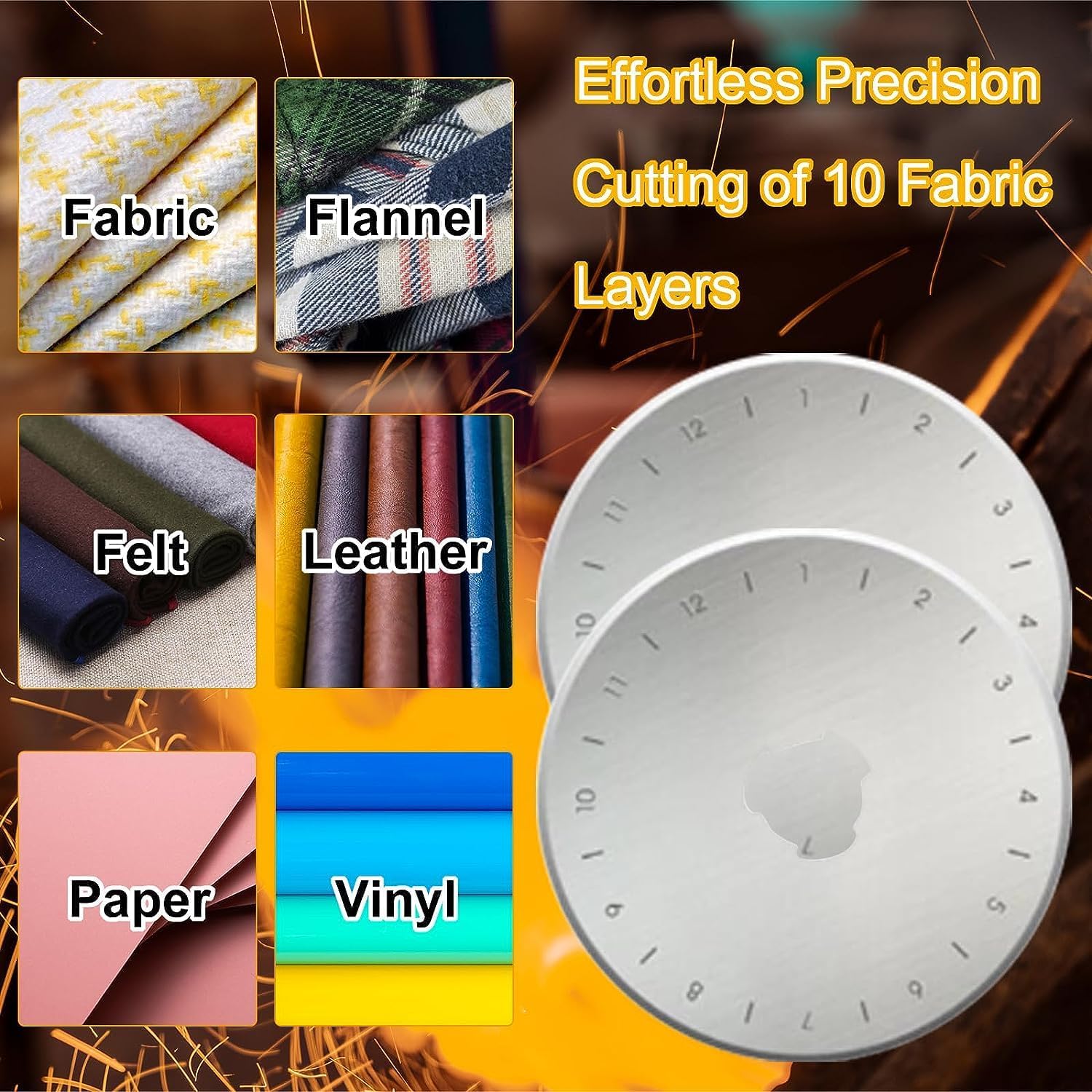 Rotary Cutter Set, 38PCS 45mm Rotary Fabric Cutter Wheel Set, Fabric Cutter Wheel, Quilting Rotary Cutters Rolling Fabric Cutter Wheel and A3 Mat,