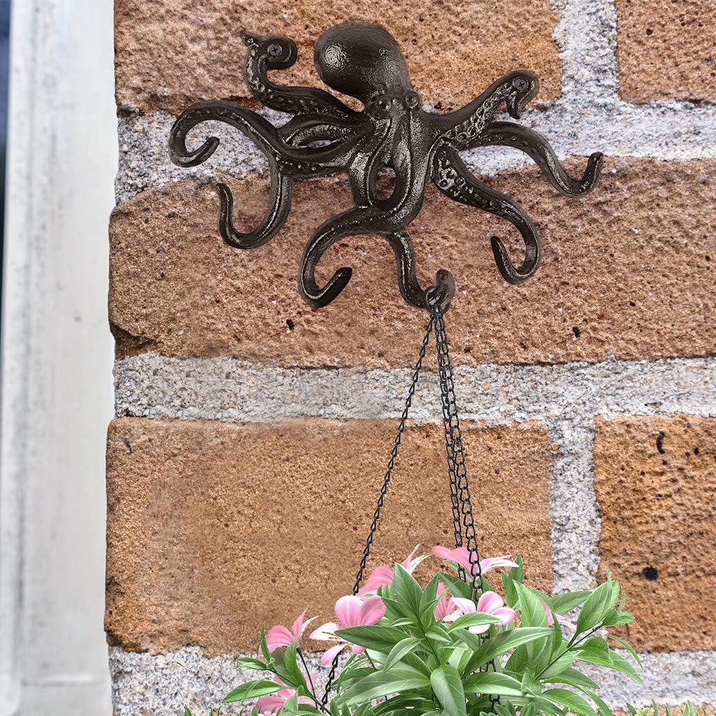 MDLUU Gancho de pulpo – Soporte náutico para llaves de pared, gancho de hierro fundido antiguo para abrigo, toalla de mano, bata de baño, chaqueta