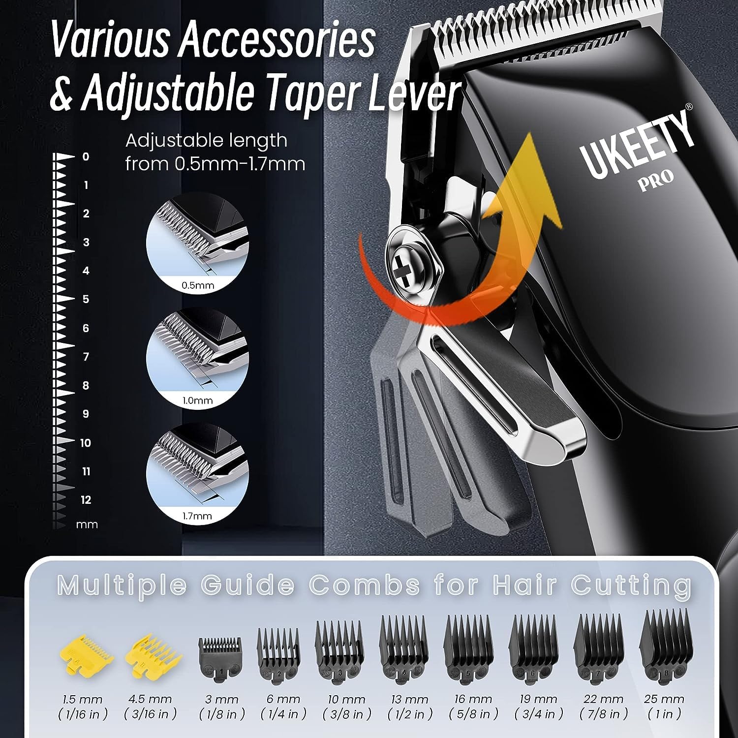 Ukeety Cortadora de pelo profesional para hombres, cortadora de pelo inalámbrica con pantalla LED, recargable con hoja en T, kit de corte de pelo