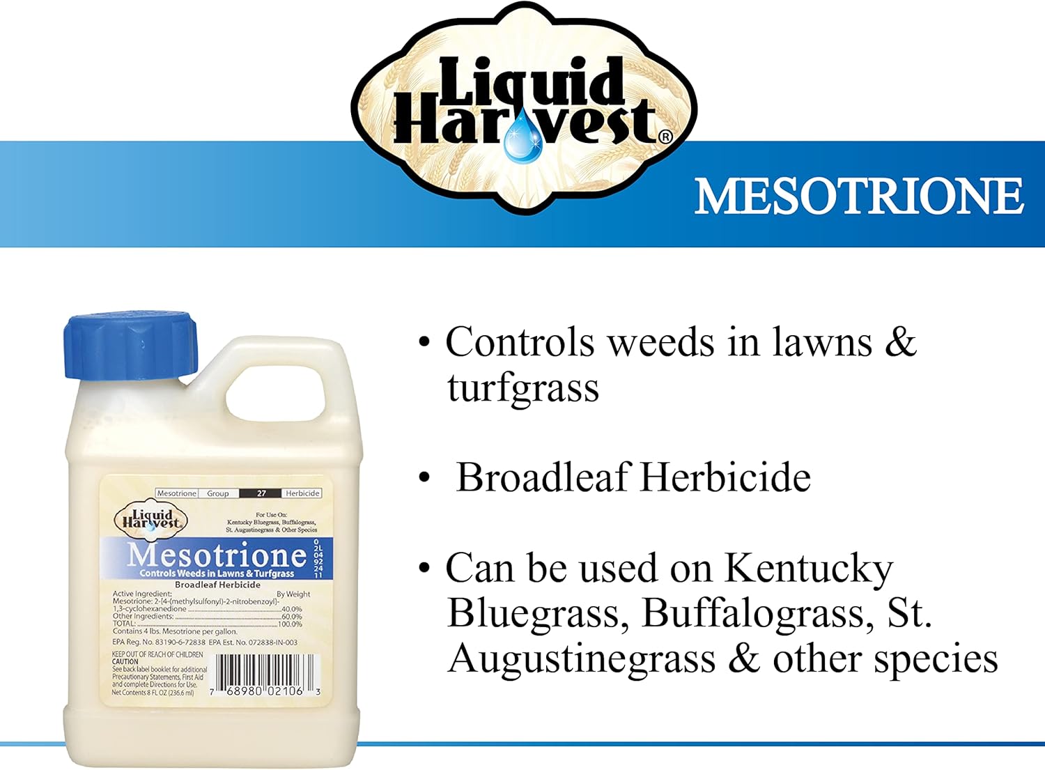 Liquid Harvest Lazer – Indicador de patrón de aerosol azul de 8 onzas, surfactante de 16 onzas y paquete de mesotrione de 8 onzas para un control