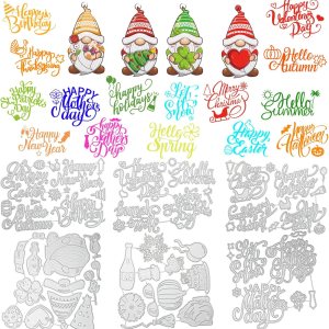 Lasnten Troquelado de Navidad para hacer tarjetas, palabras de bendición, gnomos, troquelados, álbumes de recortes para Navidad, Halloween, día de Lasnten Troquelado de Navidad para hacer tarjetas, palabras de bendición, gnomos, troquelados, álbumes de recortes para Navidad, Halloween, día de