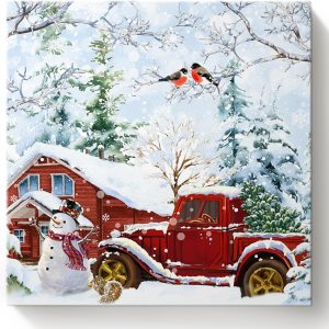 Pintura por números, árbol de Navidad, muñeco de nieve, petirrojo, camión, ardilla, granja, rama, granero, invierno, granero, lienzo enmarcado, kit Pintura por números, árbol de Navidad, muñeco de nieve, petirrojo, camión, ardilla, granja, rama, granero, invierno, granero, lienzo enmarcado, kit