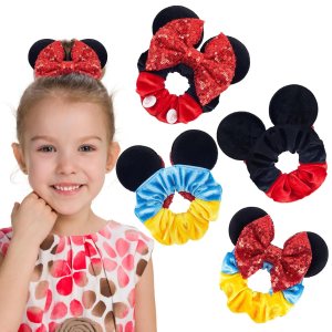 Akkya Bandas elásticas para orejas de ratón con lazo rojo para mujeres, niñas, niños y adultos, paquete de 2 cintas para el pelo de ratón de dibujos Akkya Bandas elásticas para orejas de ratón con lazo rojo para mujeres, niñas, niños y adultos, paquete de 2 cintas para el pelo de ratón de dibujos