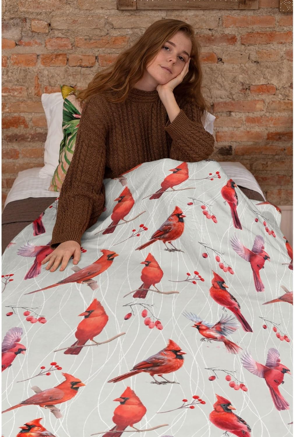 Manta cardenal suave y acogedora manta de franela para sofá, cama y sala de estar, 50 x 40 pulgadas (S) para niños