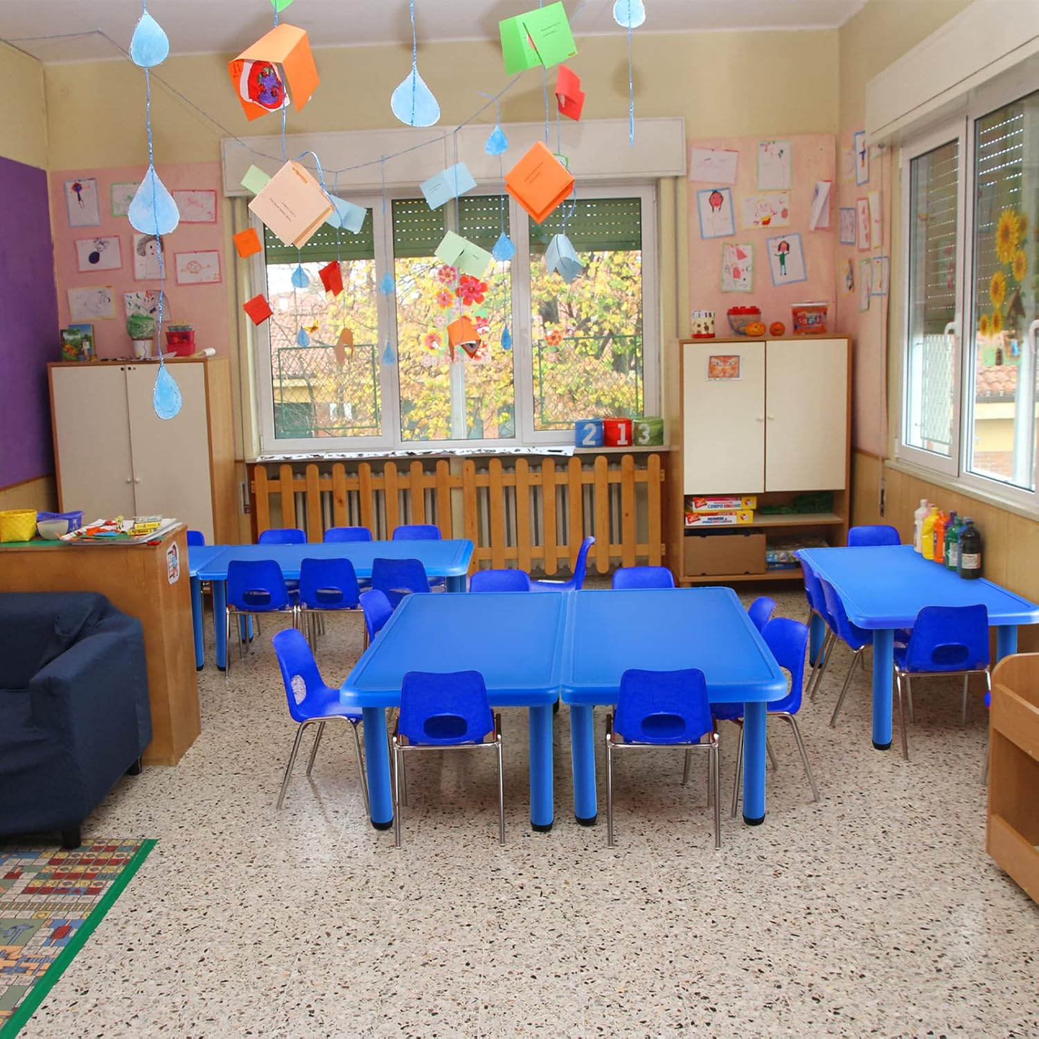 Wesiti Mesa de actividades para niños, rectangular, 47.24 x 23.62 pulgadas, mesa escolar para niños, mesa de plástico portátil para guardería,