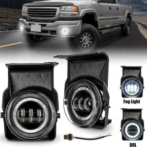 Faros antiniebla LED con halo Angel Eyes DRL para GMC Sierra 1500 2500 3500 2003-2006 Heavy Duty Pickup Bumper Driving Fog Lamps Faros antiniebla LED con halo Angel Eyes DRL para GMC Sierra 1500 2500 3500 2003-2006 Heavy Duty Pickup Bumper Driving Fog Lamps