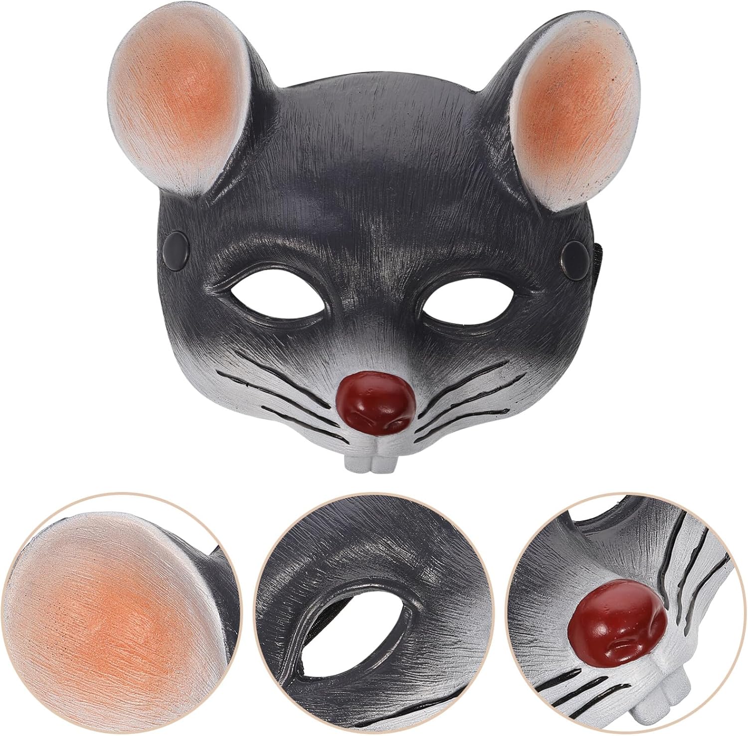 Máscara de rata gris de carnaval, máscara de cabeza de rata cicatriz, máscara de media cara, máscara de ratón de animal, máscara de ratón 3D,