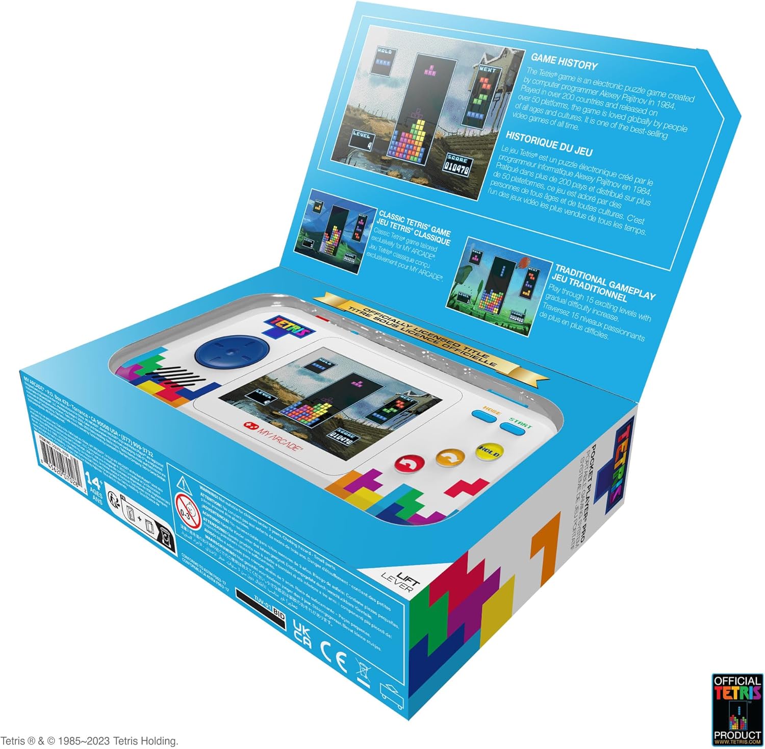 My Arcade Tetris Pocket Player Pro sistema de juego portátil, pantalla a todo color de 2.75″