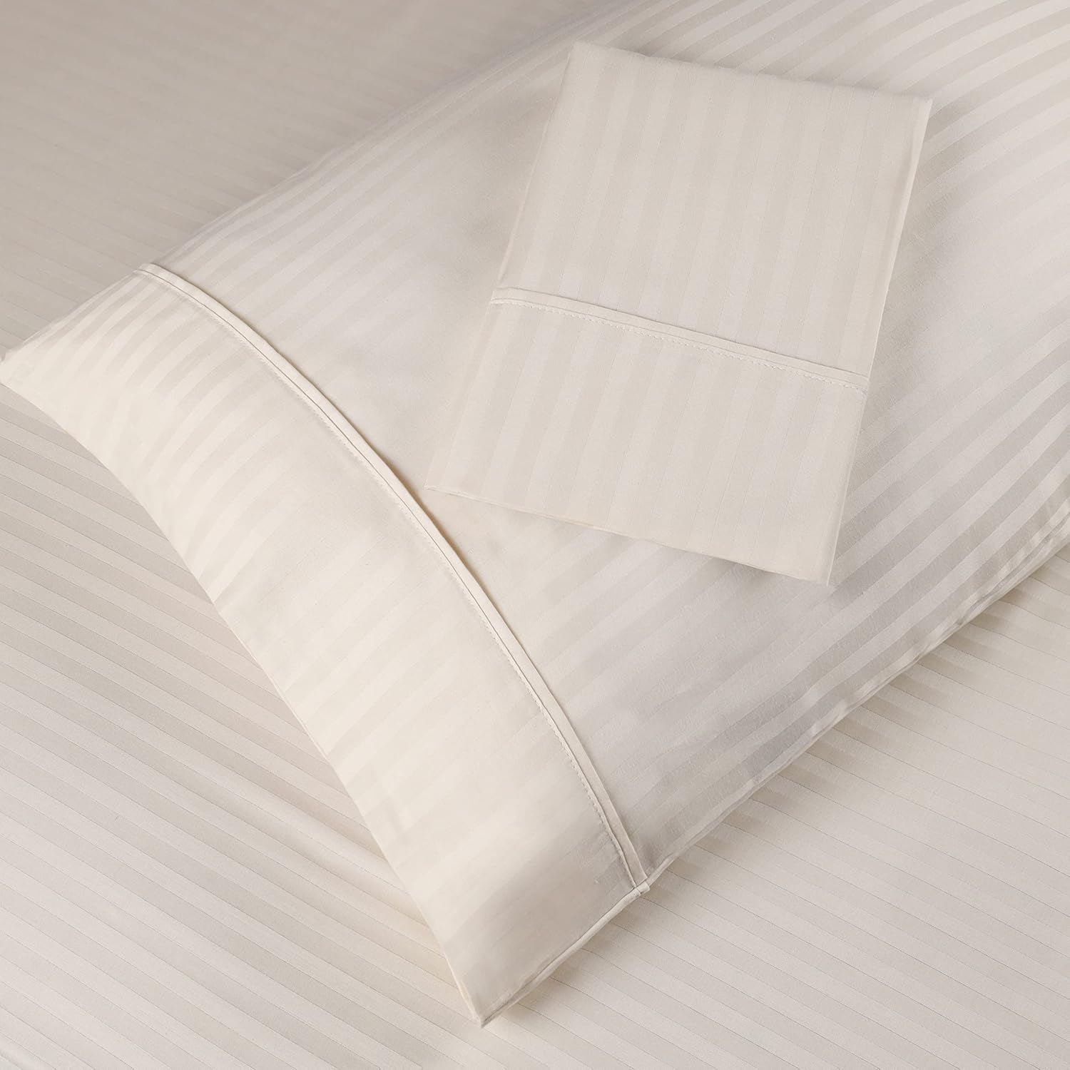 Superior Algodón egipcio de 400 hilos, paquete de 2, tejido de satén a rayas extrasuave, para habitación de huéspedes, fundas de almohada estéticas