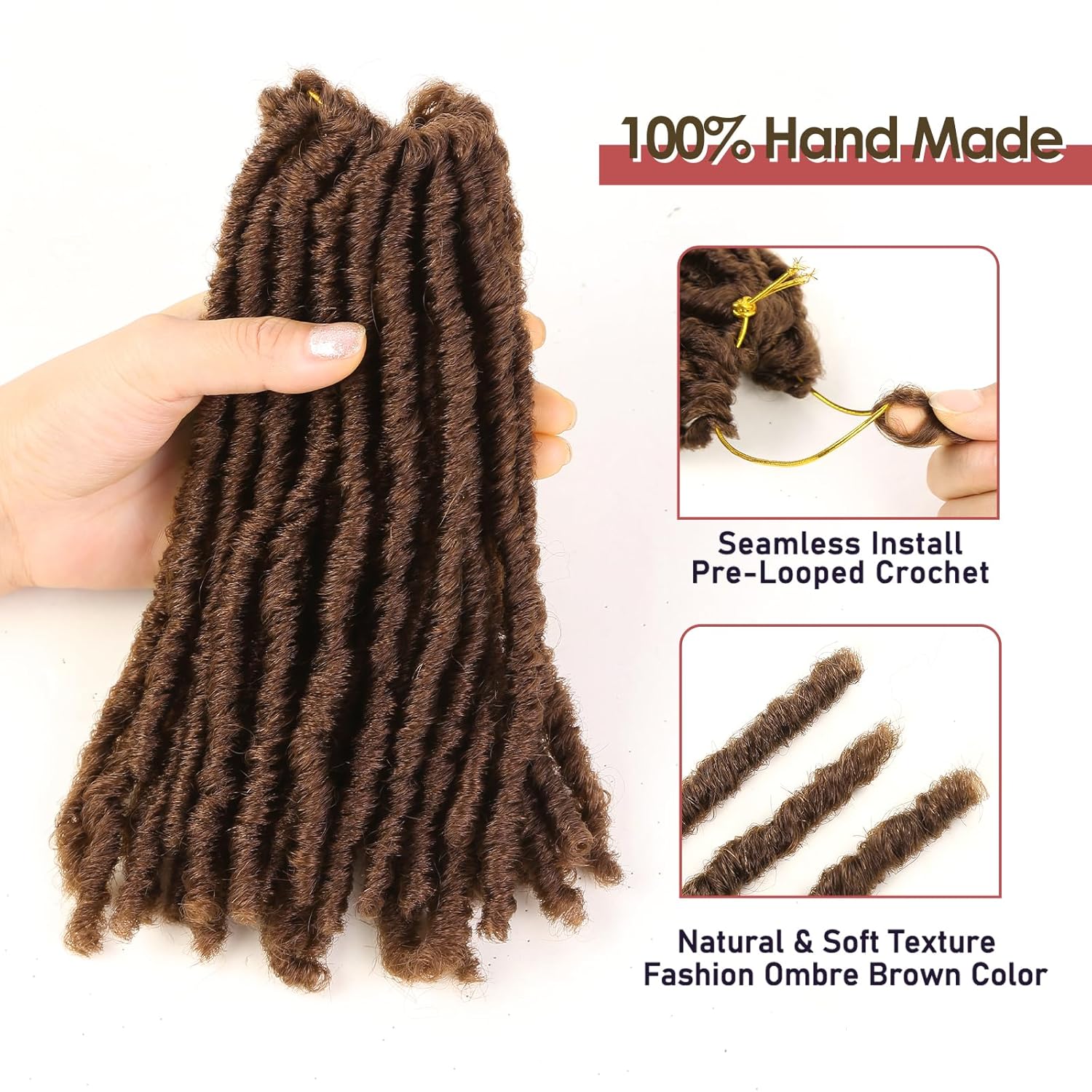 WIGNEE Pelo de ganchillo 120 hebras de pelo sintético de 8 pulgadas, rastas suaves pretrenzadas, rastas de rastas de rastas de 6 paquetes de cabello