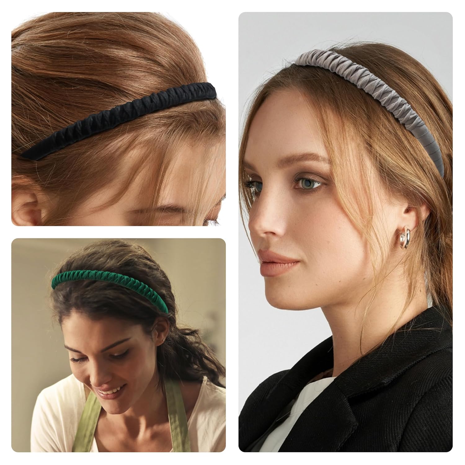 DIMUGE 6 diademas de peine de seda con dientes para mujeres y niñas, cabello fino, bandas antideslizantes y cómodas para el cabello, banda colorida