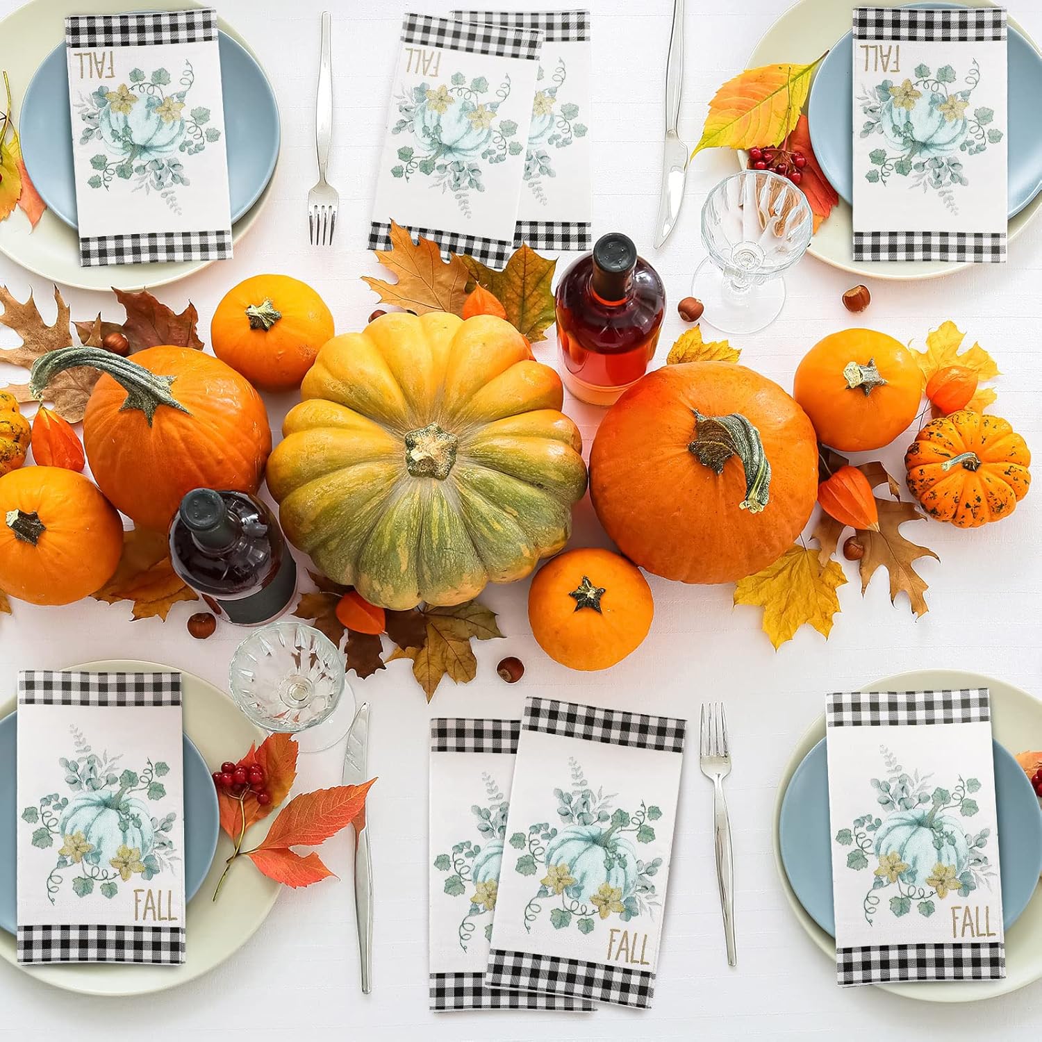 Bencailor 200 servilletas de calabaza desechables de otoño, toallas de papel de Acción de Gracias para baño, calabazas, servilletas de papel