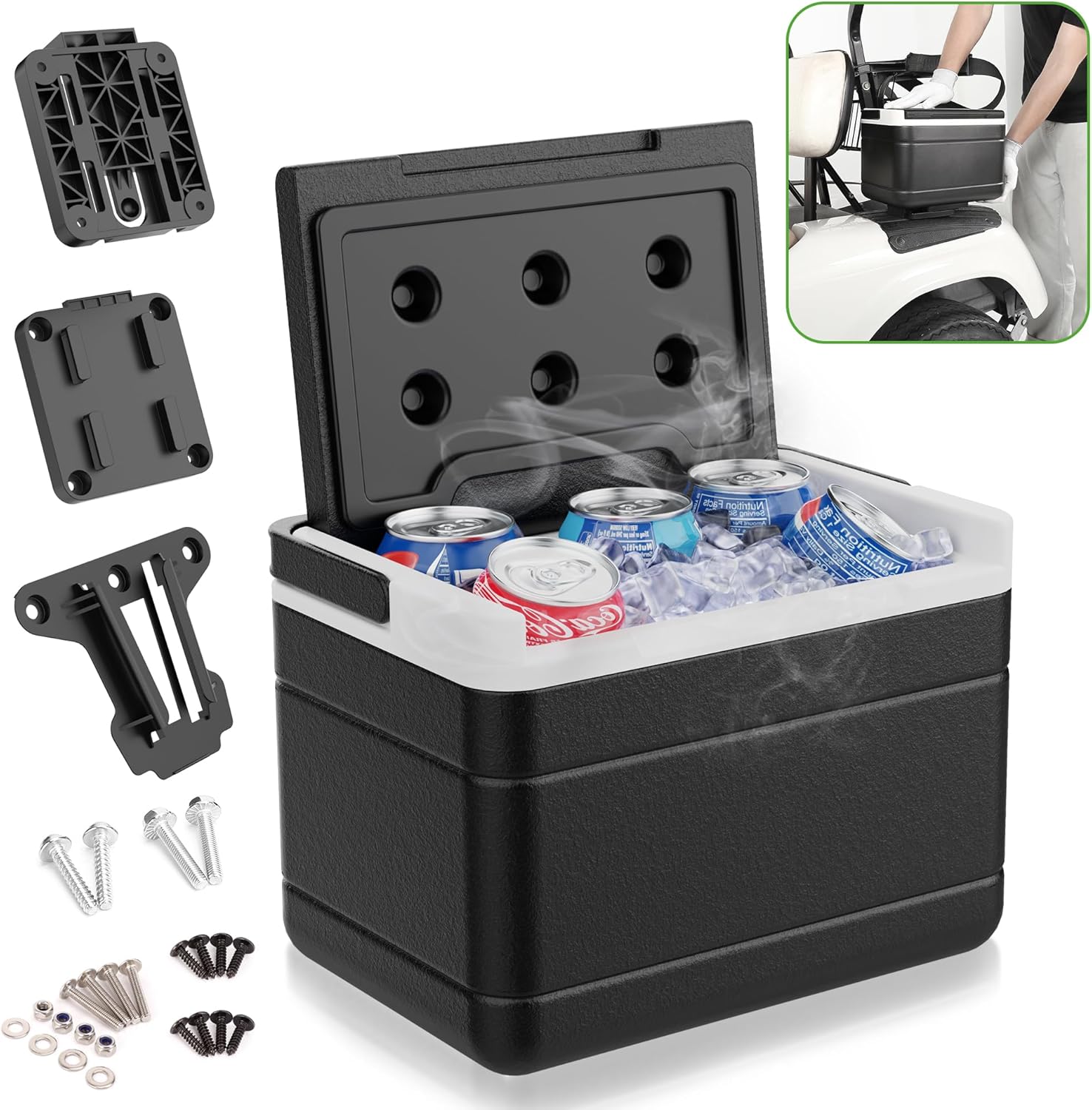 10L0L Enfriador de carrito de golf con soporte de montaje universal para Club Car Precedent Tempo y adelante OEM 102588101 103886801 EZGO Yamaha