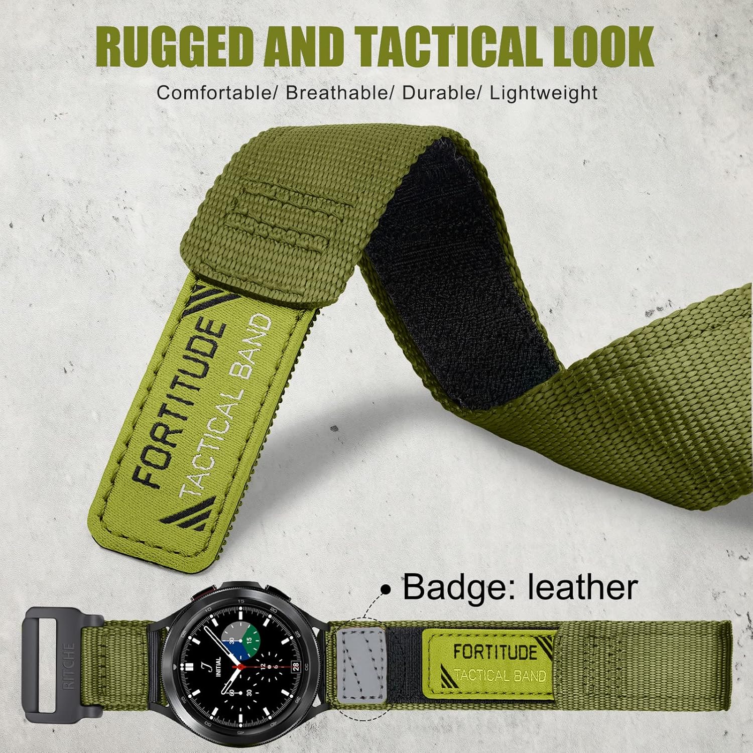 Ritche Correa de reloj deportiva resistente de nailon de liberación rápida de 0.78 pulgadas para hombre, compatible con Samsung Galaxy Watch