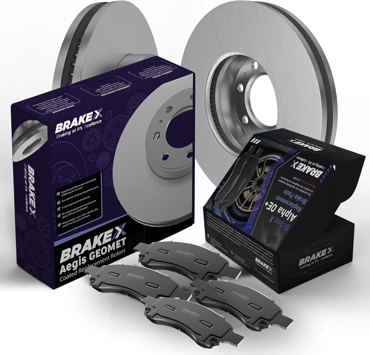 Kit de pastillas de freno y rotores de repuesto  Rotores recubiertos Aegis GEOMET y pastillas de freno de cerámica Alpha  Compatible con Jeep