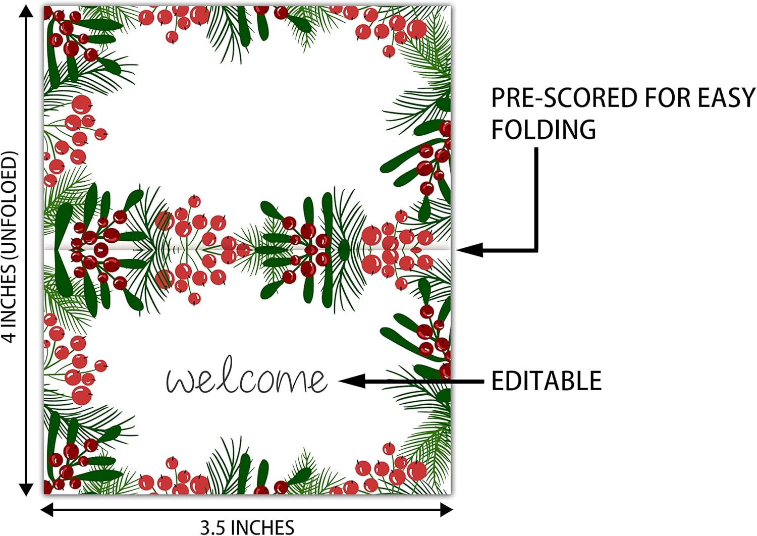 Tarjetas de lugar para fiestas de Navidad, tarjetas editables con nombre, tarjetas de lugar de asiento para mesas, tarjetas estilo tienda de campaña