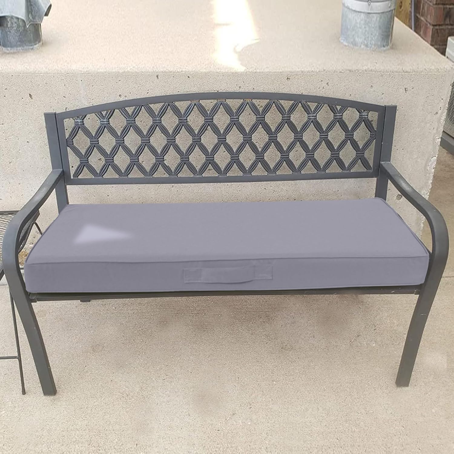Cojín de banco para exteriores, 48 x 18 pulgadas, impermeable, para columpios, muebles de jardín, patio, con asa y correas antideslizantes para