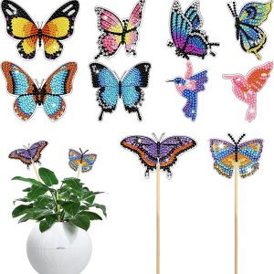 ZORETCO Kit de arte de diamantes de mariposa, 10 piezas de suministros de arte de pintura de diamante, exquisito adorno de mariposa, accesorios de ZORETCO Kit de arte de diamantes de mariposa, 10 piezas de suministros de arte de pintura de diamante, exquisito adorno de mariposa, accesorios de
