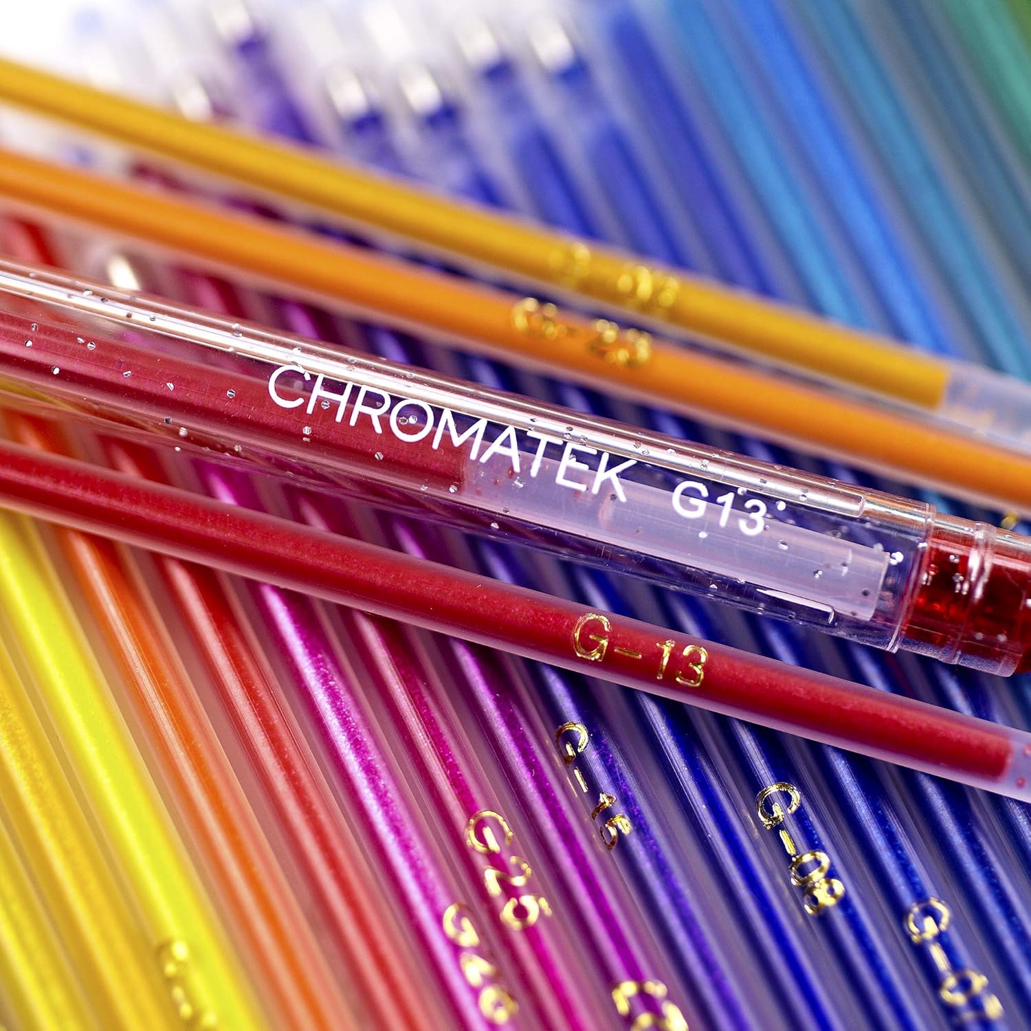 CHROMATEK Juego de 60 bolígrafos con purpurina de los mejores colores. 200% de tinta 30 bolígrafos de gel, 30 repuestos. Colores súper brillantes