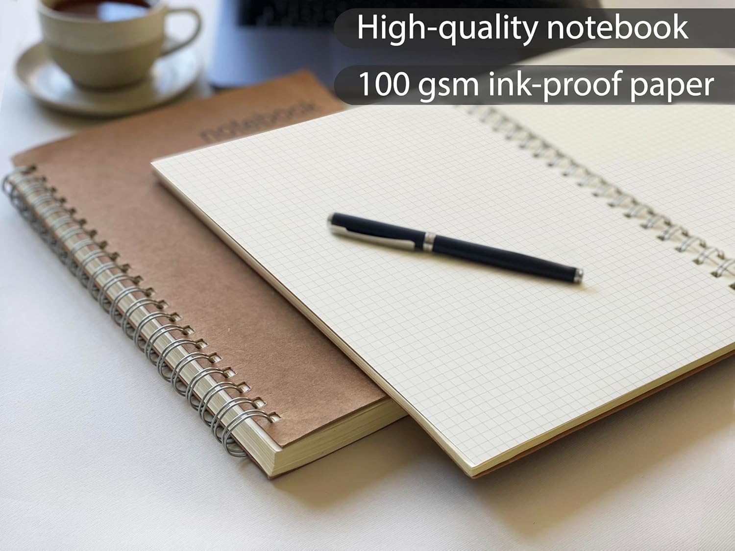 le vent Paquete de 2 cuadernos grandes de espiral de 8.5 x 11 pulgadas con papel grueso de 3.53 ozm, cuadrados, cuadrados, cuadrados, cuadrados,