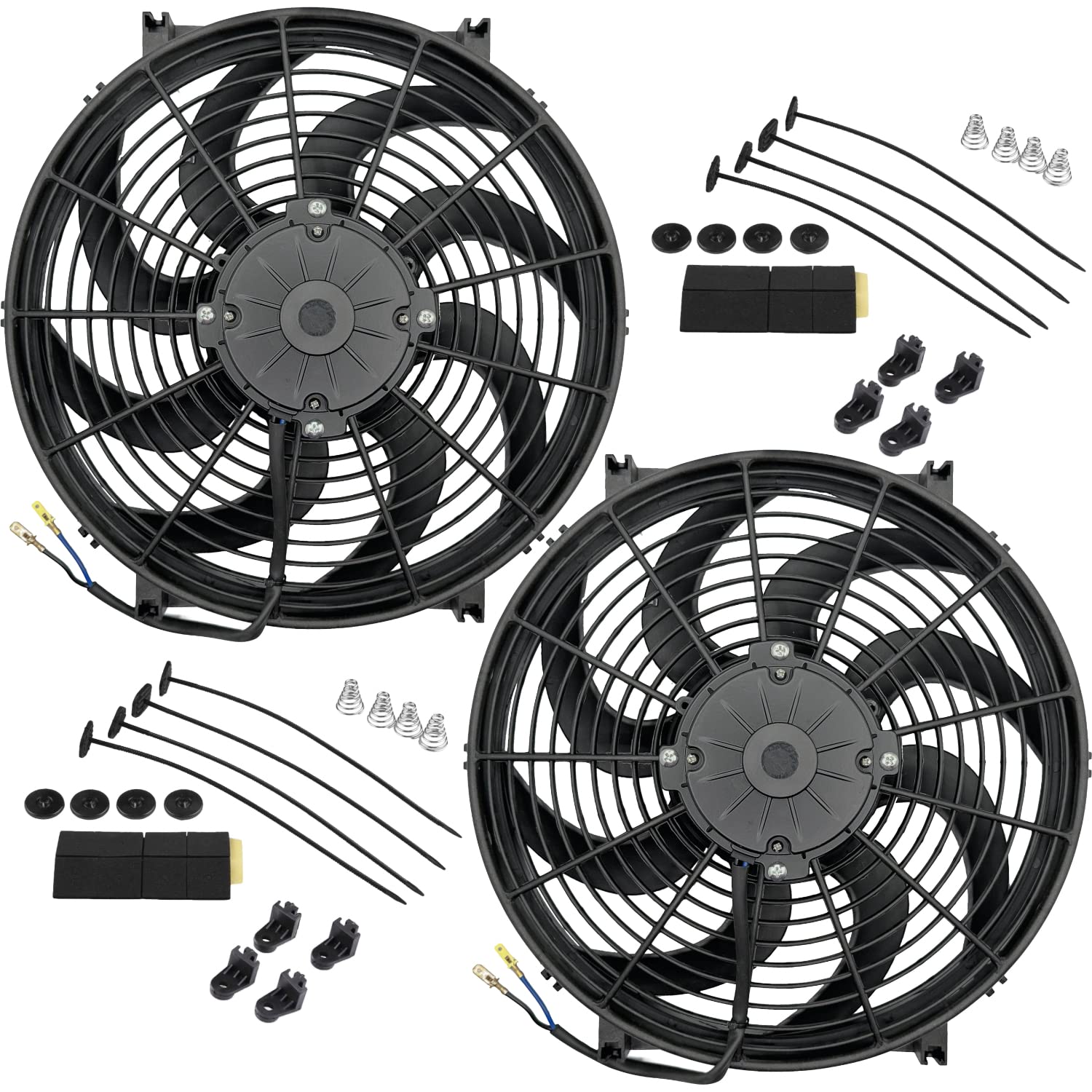 American Volt Motor dual de 14 a 15 pulgadas mejorado de 180 W, ventiladores de refrigeración de radiador eléctrico de 12 voltios, flujo de aire