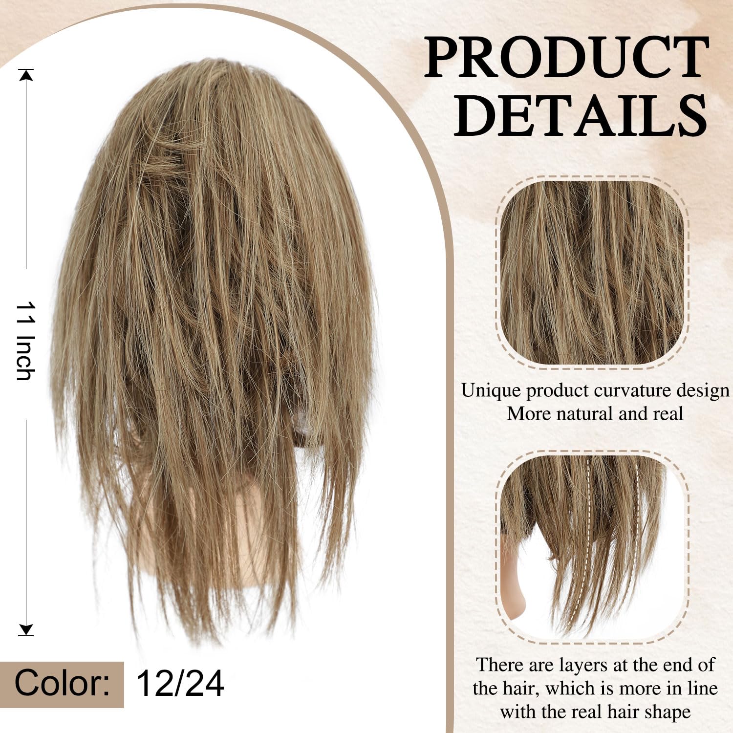 DOROJJ Moño desordenado, moño sintético despeinado, pieza de pelo corto, extensión de pelo sintético con banda de goma elástica, accesorios para