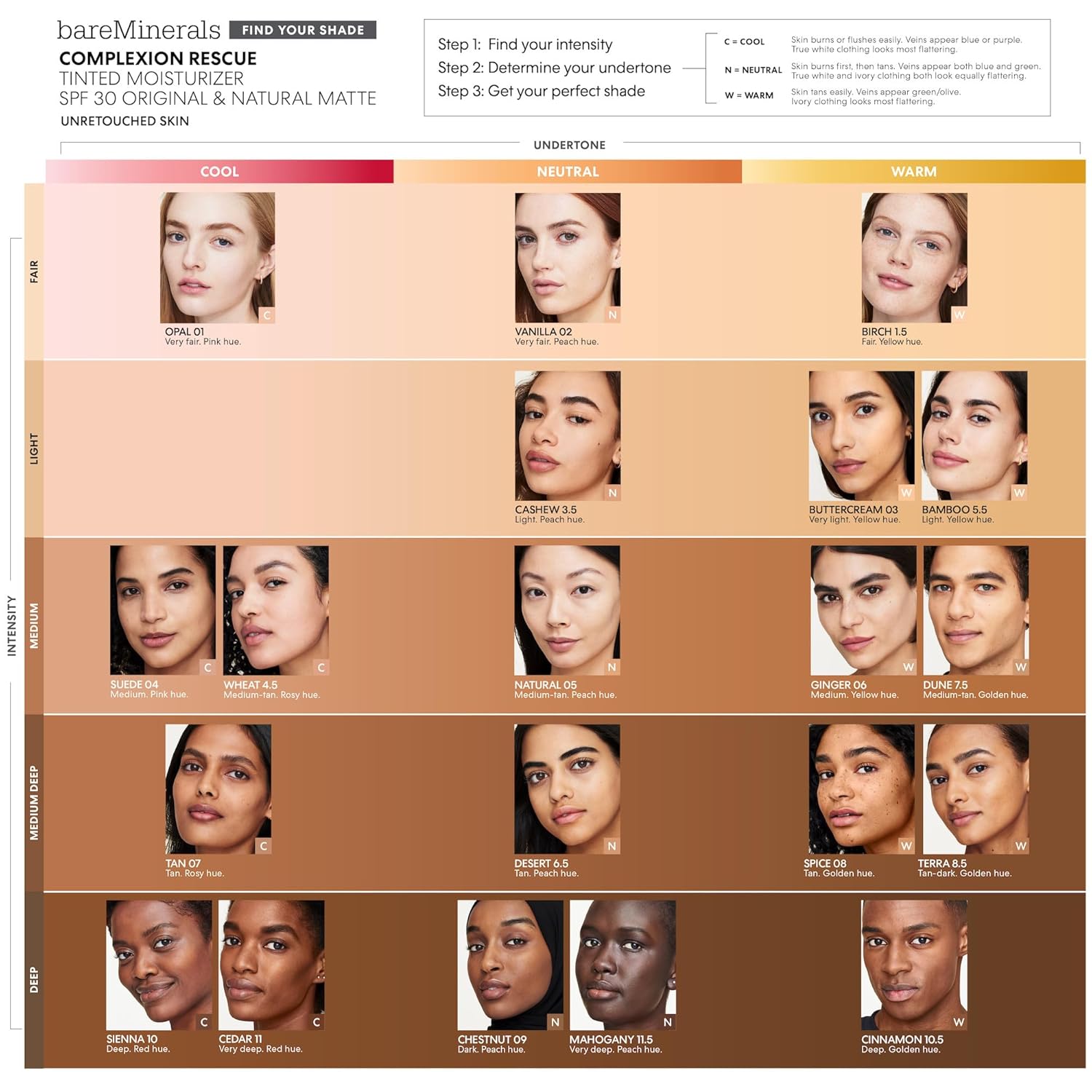 bareMinerals Complexion Rescue – Hidratante tintado para rostro con SPF 30 + ácido hialurónico, protector solar mineral tintado hidratante para