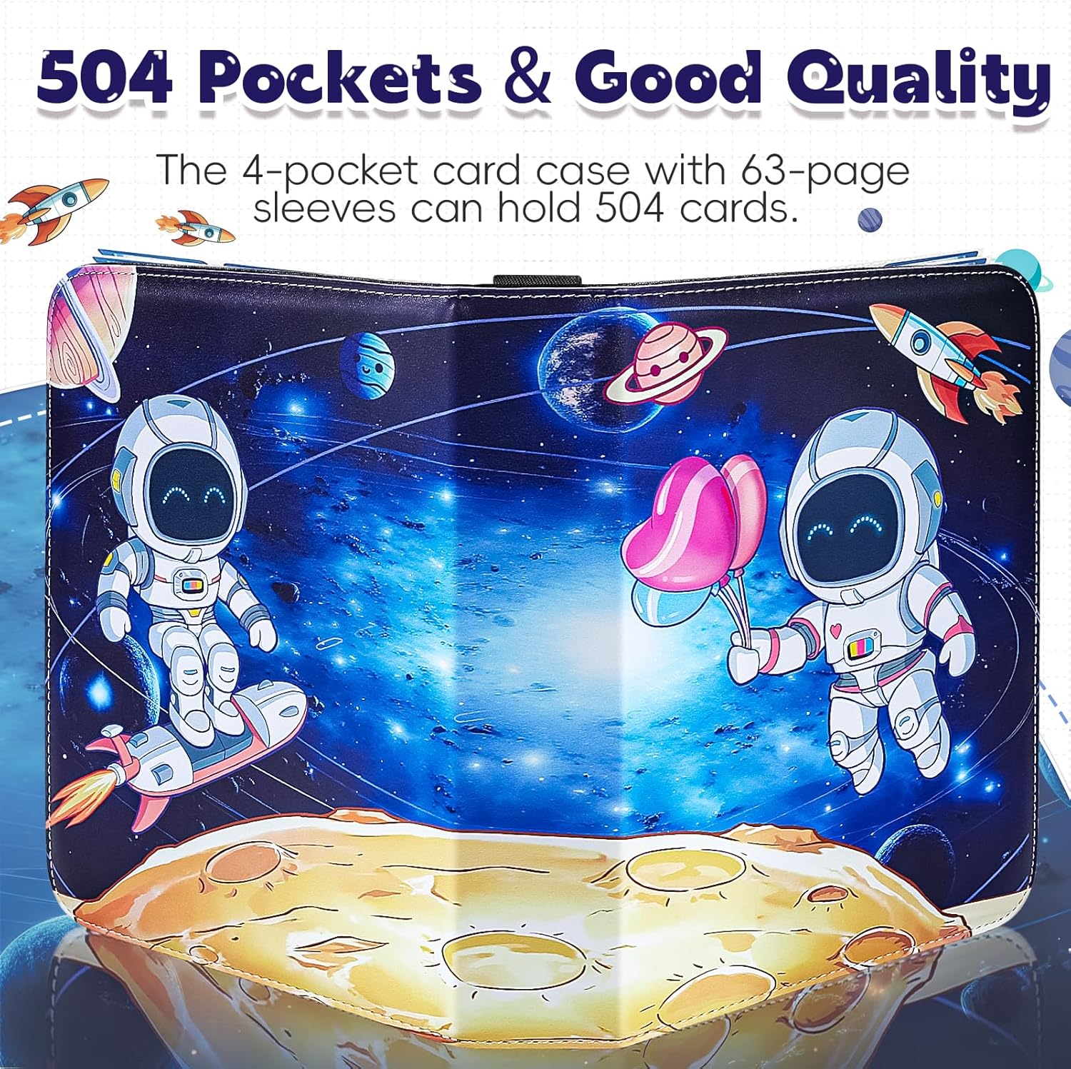 Carpeta de 504 tarjetas para regalos de niños, carpeta de tarjetas coleccionables con 63 fundas, 4 paquetes de tarjetas de bolsillo, libro para