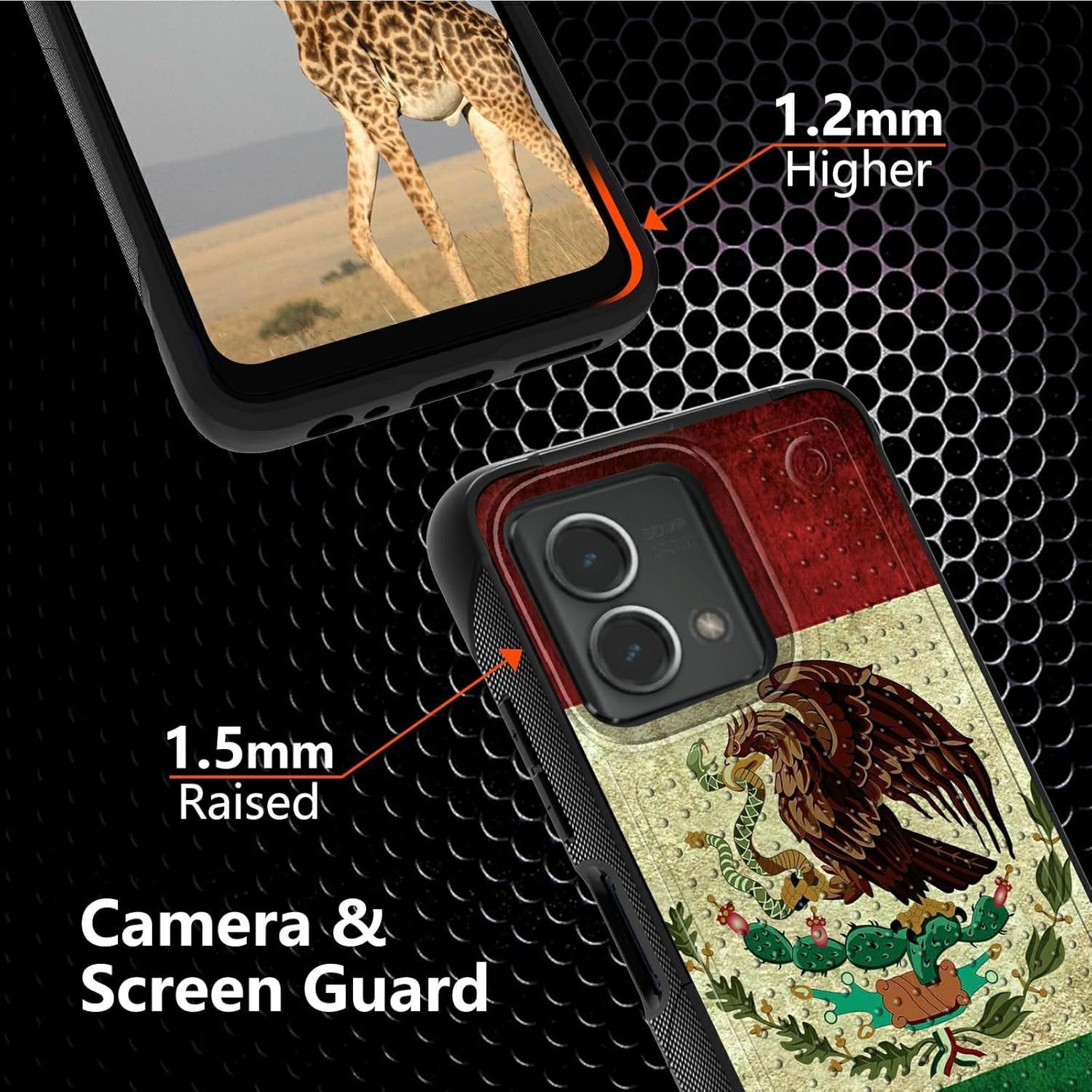 Rossy Funda para Moto G Stylus 5G 2023 (paquete de 2) con protector de pantalla, bandera mexicana vintage de México, protección resistente, carga