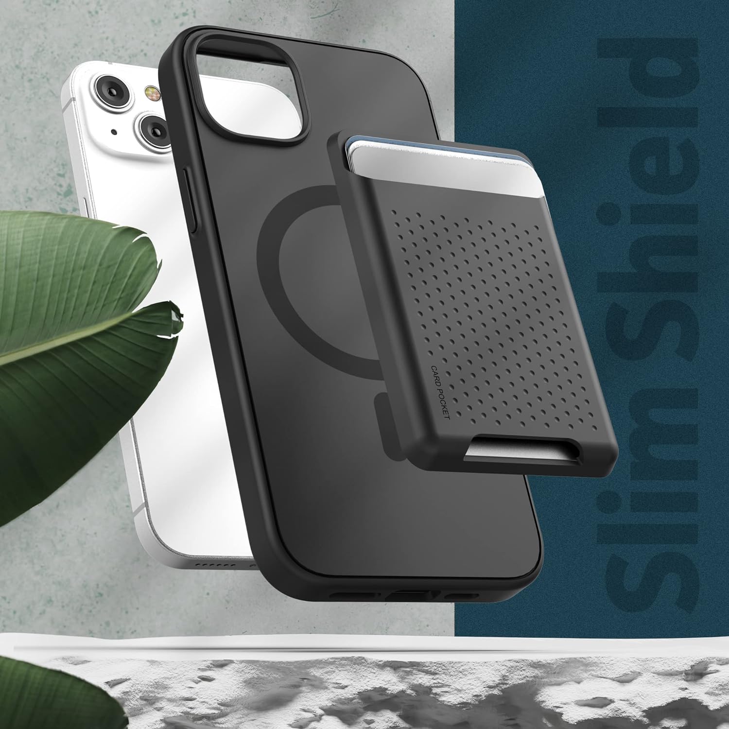 Encased Juego de funda 3 en 1 para iPhone 14 Plus con tarjetero y protector de pantalla (compatible con MagSafe), color negro