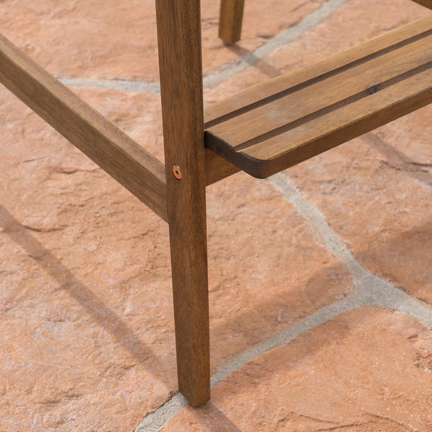 Christopher Knight Home Malibu Taburetes de bar Adirondack de madera de acacia para exteriores, juego de 2 piezas, teñido natural