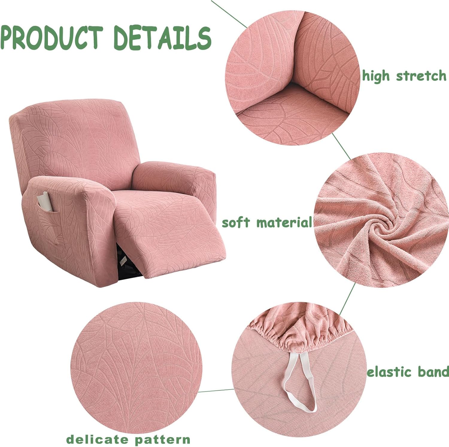 HAOYONG Fundas reclinables elásticas de jacquard Lazyboy, funda reclinable de 4 piezas para sillón reclinable de 1 asiento, fundas para sofá