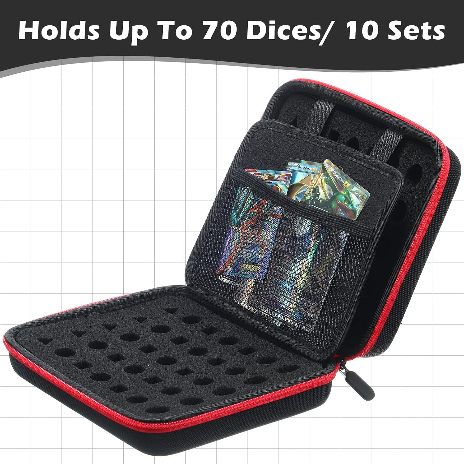 Estuche para dados con bandeja ranurada extraíble para almacenamiento de dados, compatible con juegos de rol DND y otros juegos de mesa, con